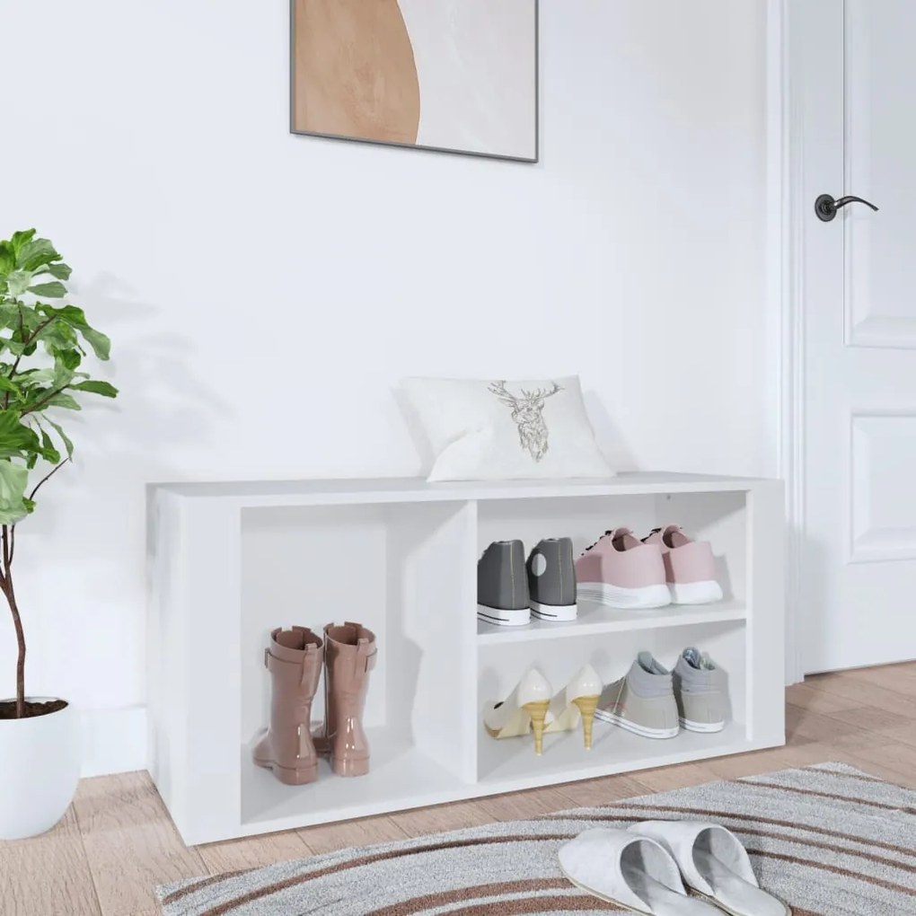 816920 vidaXL Sapateira 100x35x45 cm derivados de madeira branco