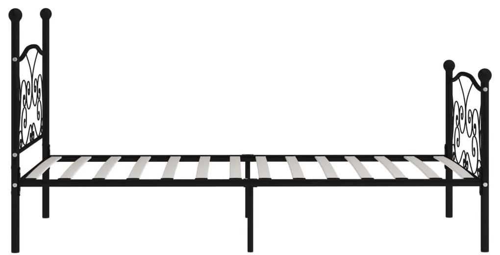 Estrutura de cama com estrado de ripas 90x200 cm metal preto
