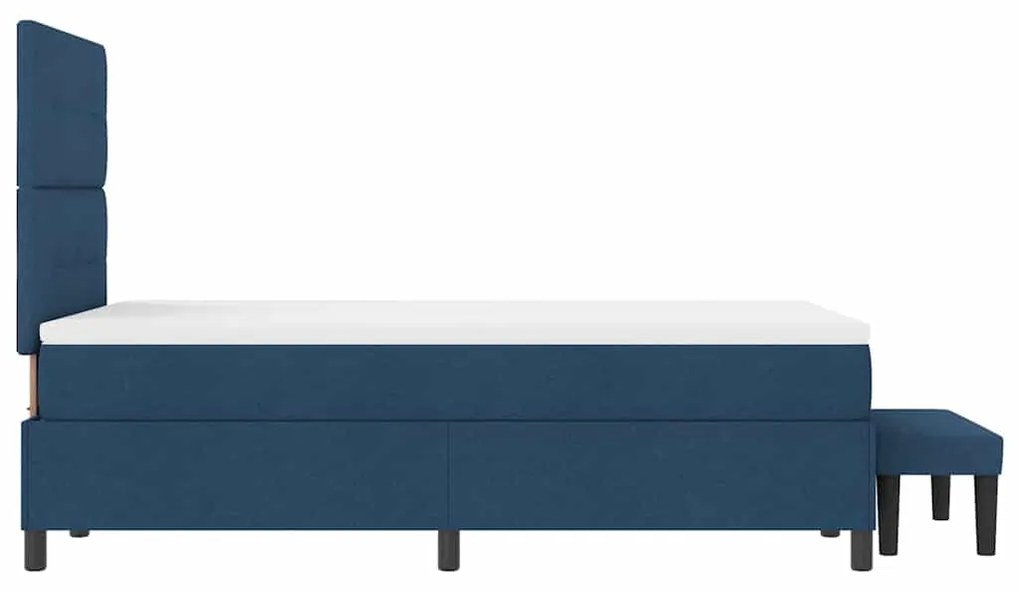Cama Box com Colchão e Banco Azul 120x200 cm Tecido