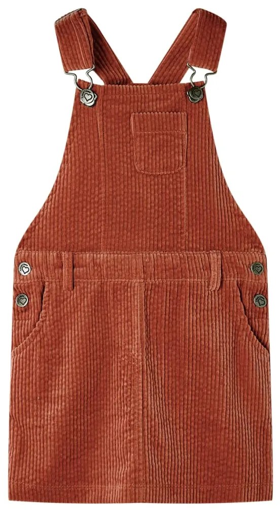 Vestido com peitilho para criança bombazina cor conhaque 104