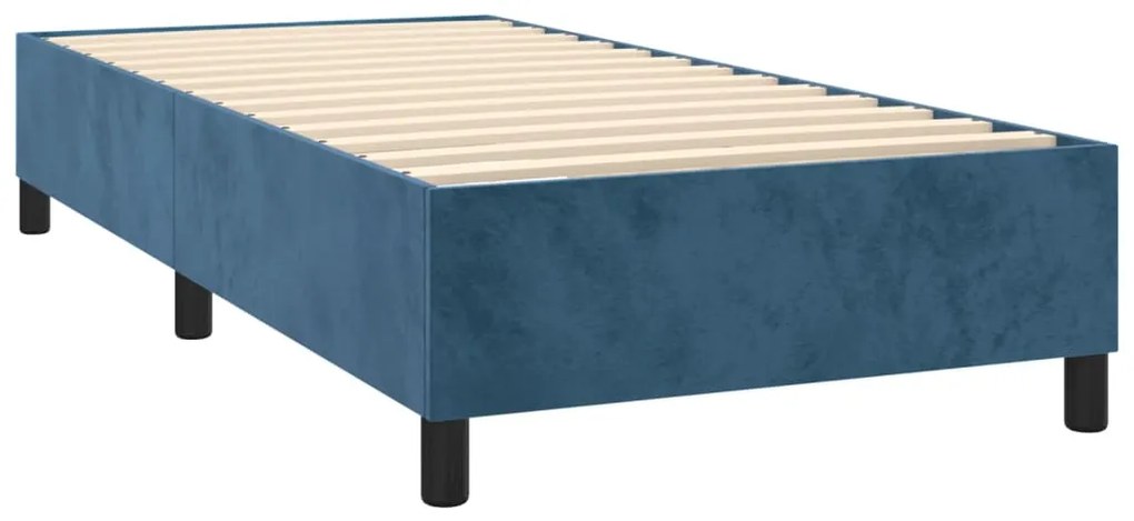 Estrutura de cama 100x200 cm veludo azul-escuro