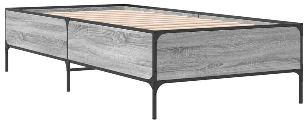 Estrutura cama 100x200 cm derivados madeira/metal cinza sonoma