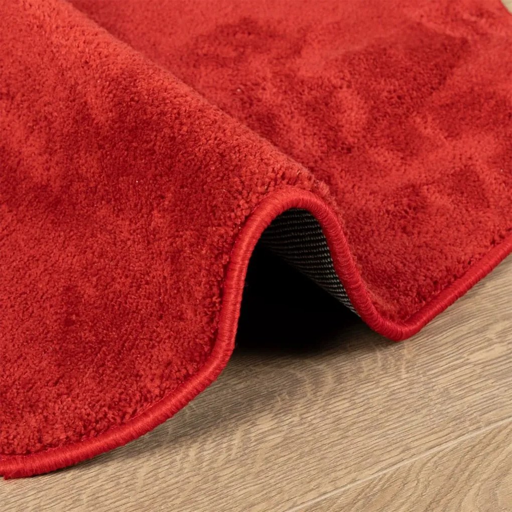 Tapete de pelo curto OVIEDO Ø 120 cm vermelho
