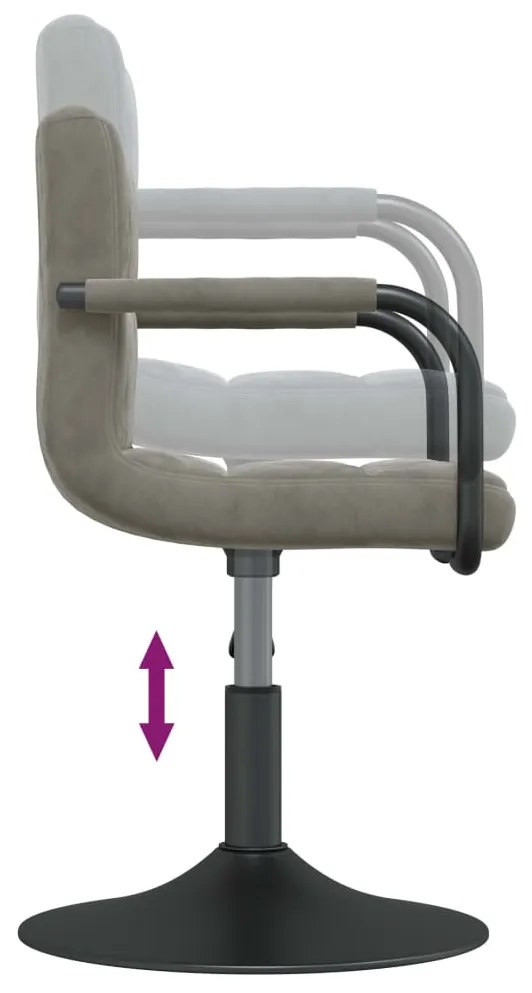Cadeiras de jantar giratórias 2 pcs veludo cinzento-claro