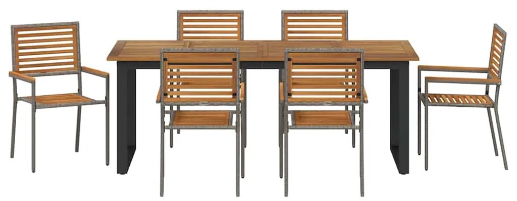 Conjunto de Jantar de Jardim 7 pcs Cinzeto 200 x 90 x 75 cm
