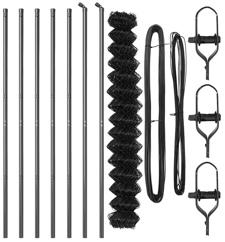 Conjunto de Postes de Cerca Cinzeto 1.5 x 10 m Aço Galvanizado