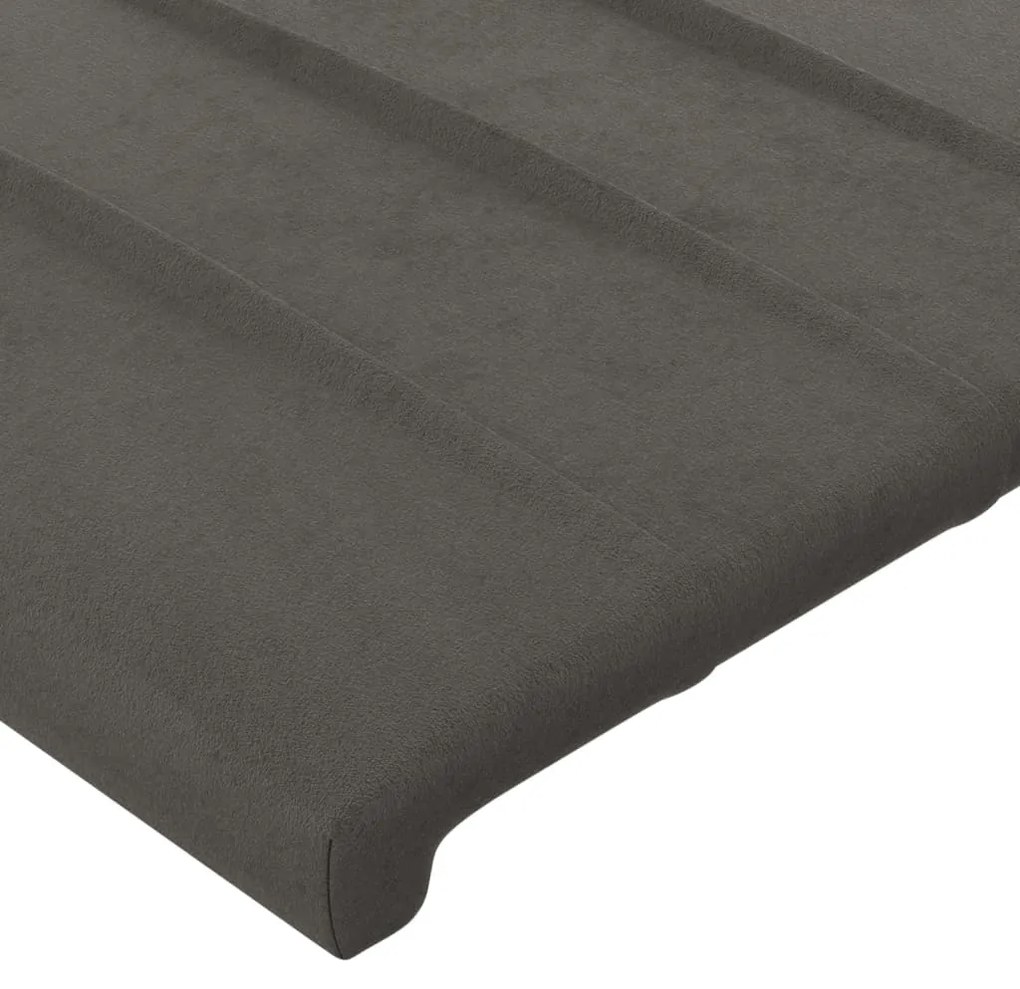 Cabeceira cama c/ abas veludo 147x16x118/128 cm cinzento-escuro