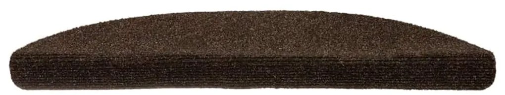 Tapetes escada autoadesivos 10 pcs 56x17x3 cm agulhado castanho