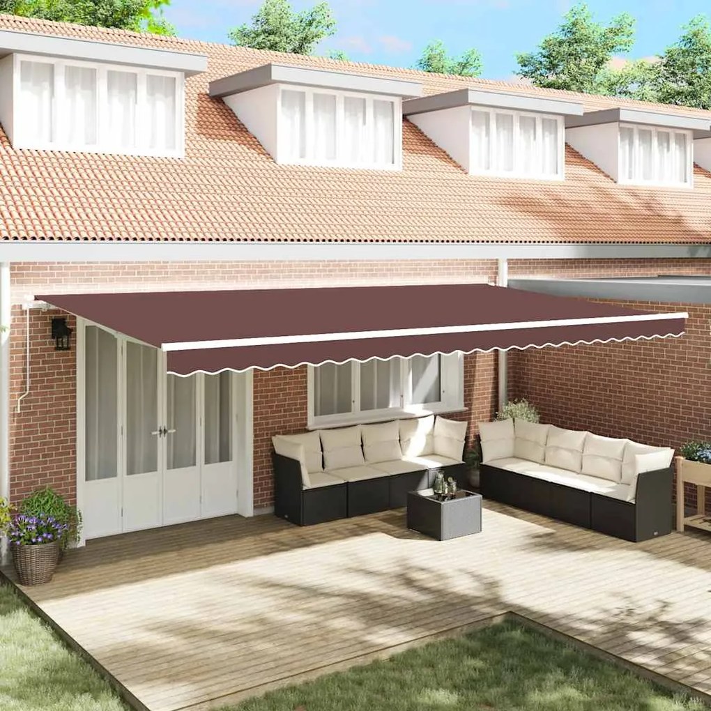 vidaXL Toldo retrátil manual 600x300 cm castanho