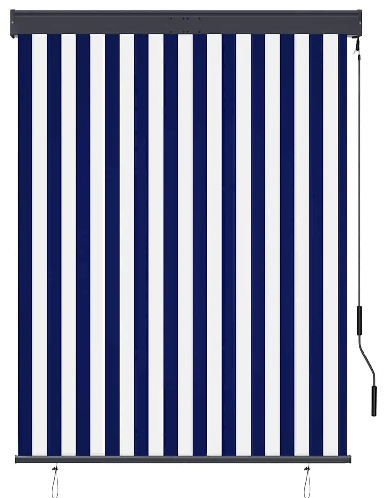 Estore de rolo para exterior 120x250 cm azul e branco