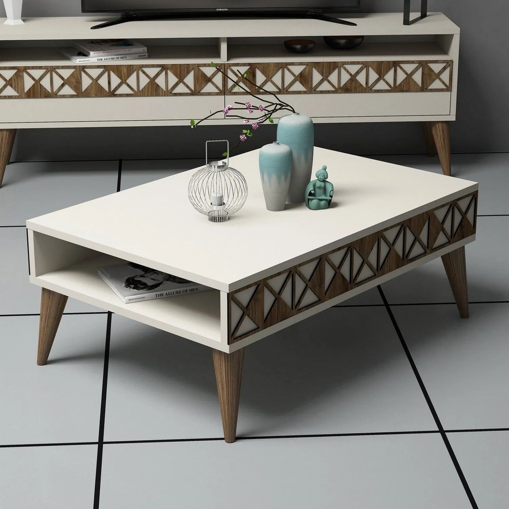 Mesa de Centro Line – Creme – 90 cm x 34,6 cm x 60 cm