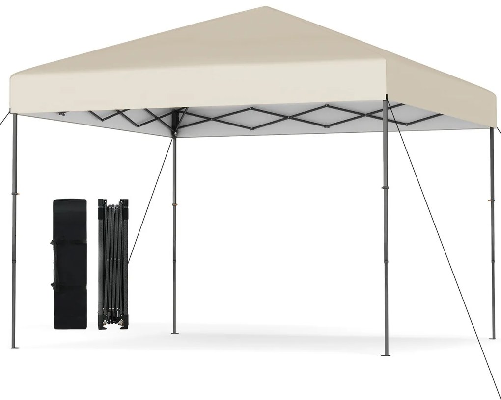 Tenda dobrável com bolsa de transporte e altura ajustável em 3 posições para jardim,festas, eventos 295 x 295 cm bege