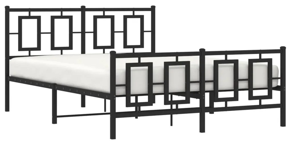 Estrutura de cama com cabeceira e pés 140x190 cm metal preto