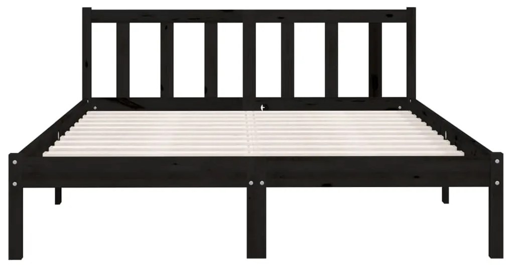 Estrutura de cama 140x190 cm pinho maciço preto