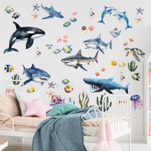 Sea World XXL para quartos de crianças até 4 metros - Autocolante de parede em tecido