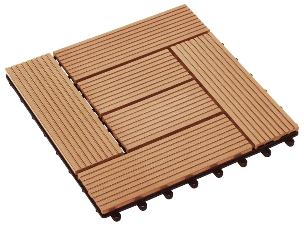 Ladrilhos de pavimento 11 pcs WPC 30x30 cm 1m² cor de teca