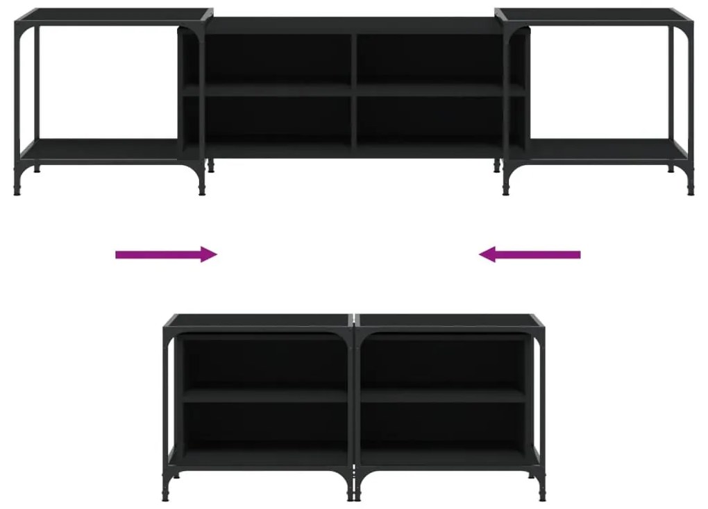 Móvel de TV 203x37x50 cm derivados de madeira preto