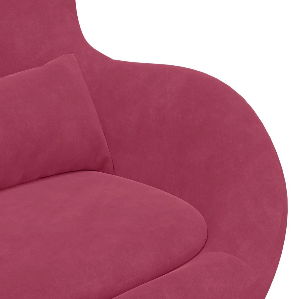 Poltrona Egg vidaXL com Puff Veludo Vermelho
