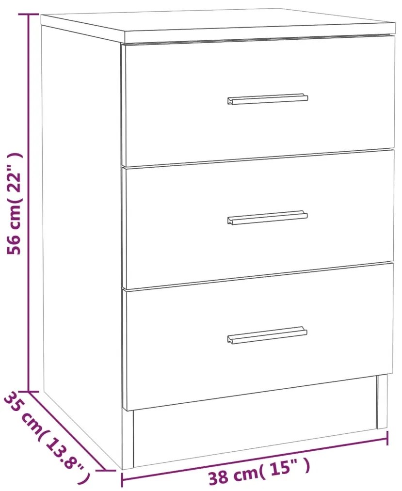 Mesa cabeceira 38x35x56 cm derivados de madeira cinzento sonoma