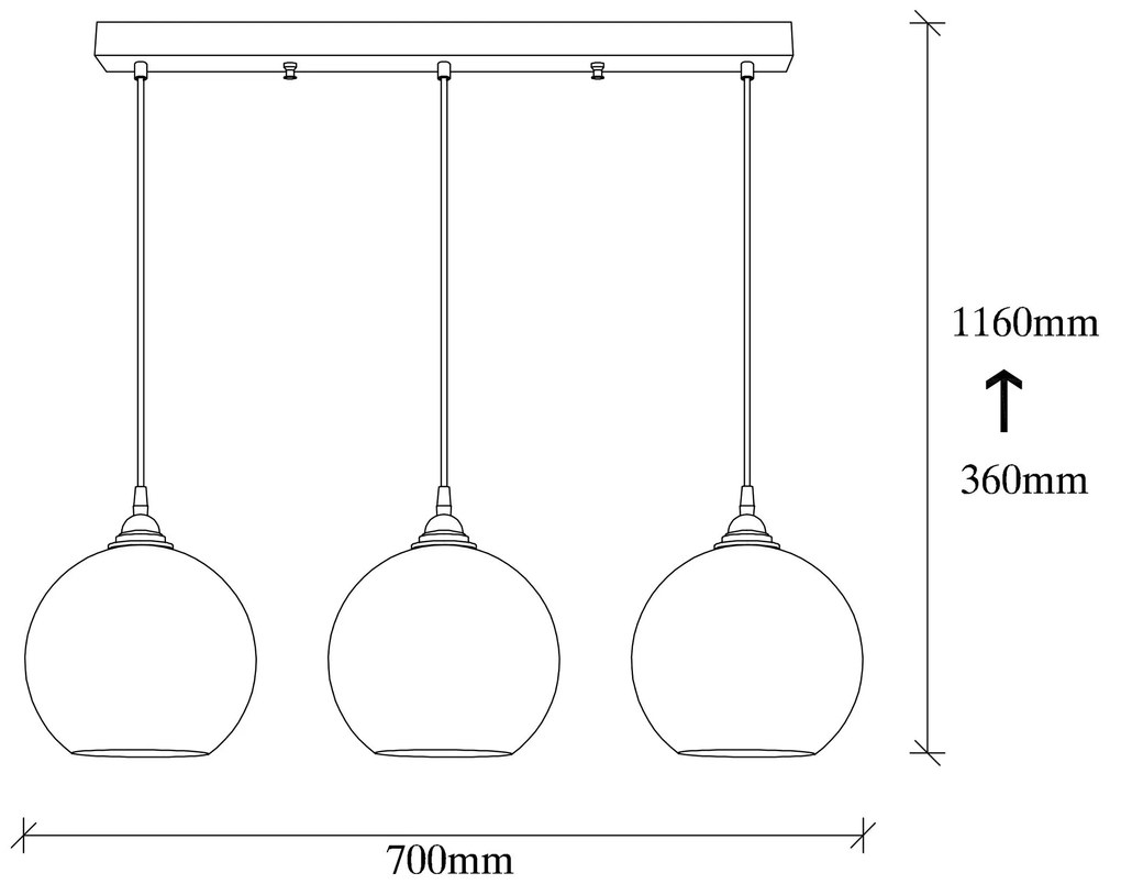 Candeeiro Suspenso Gold – Dourado e Preto – 70 x 20 cm