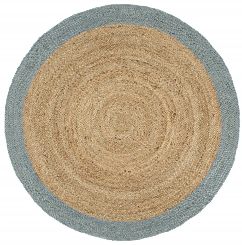 Tapete artesanal em juta com rebordo verde azeitona 240 cm