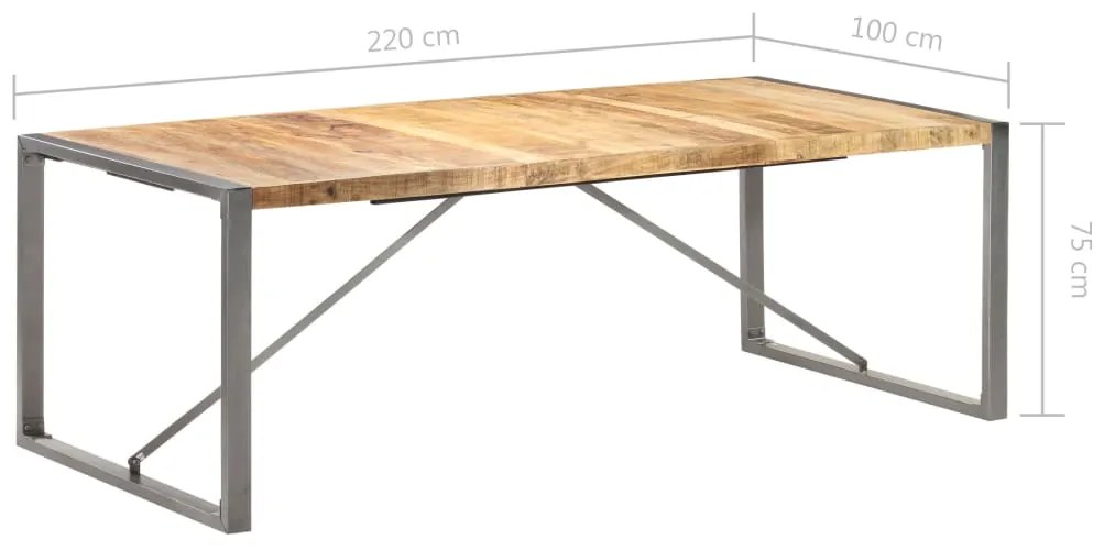 Mesa de jantar 220x100x75 cm madeira de mangueira maciça áspera