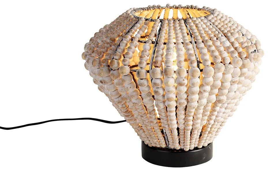 Candeeiro de mesa oriental bege com contas - Moti Oriental