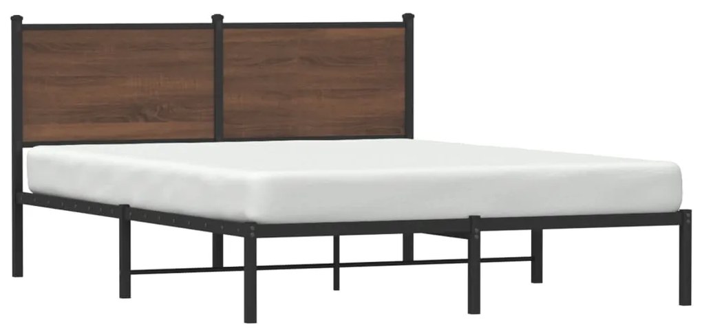 Estrutura cama com cabeceira 140x200cm metal carvalho castanho