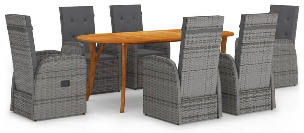 vidaXL 7 pcs conjunto de jantar para jardim cinzento