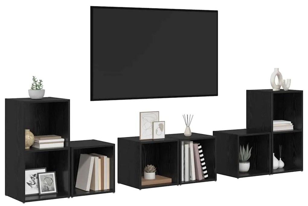 Conjunto de Estantes para TV 6 pcs Carvalho Preto