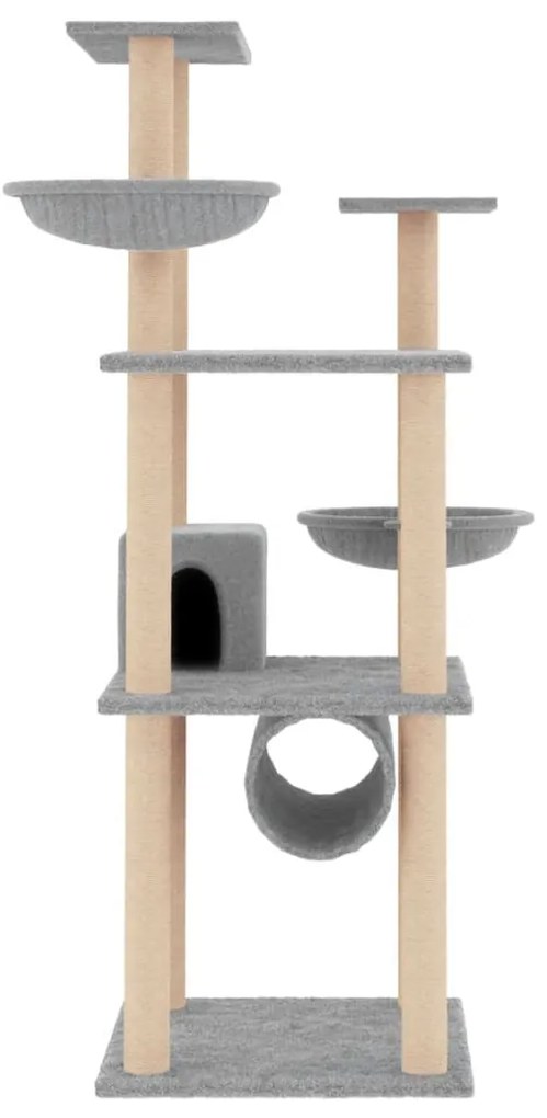 Árvore p/ gatos c/ postes arranhadores sisal 141 cm cinza-claro