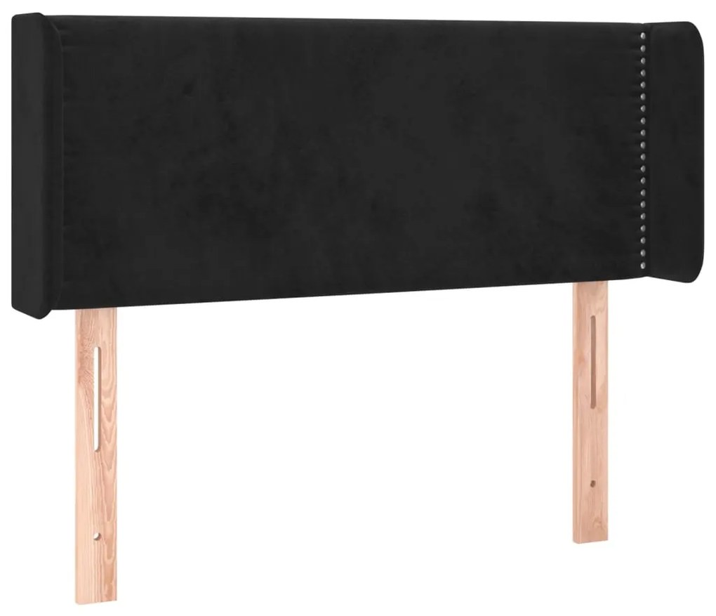 Cabeceira de cama c/ luzes LED veludo 103x16x78/88 cm preto