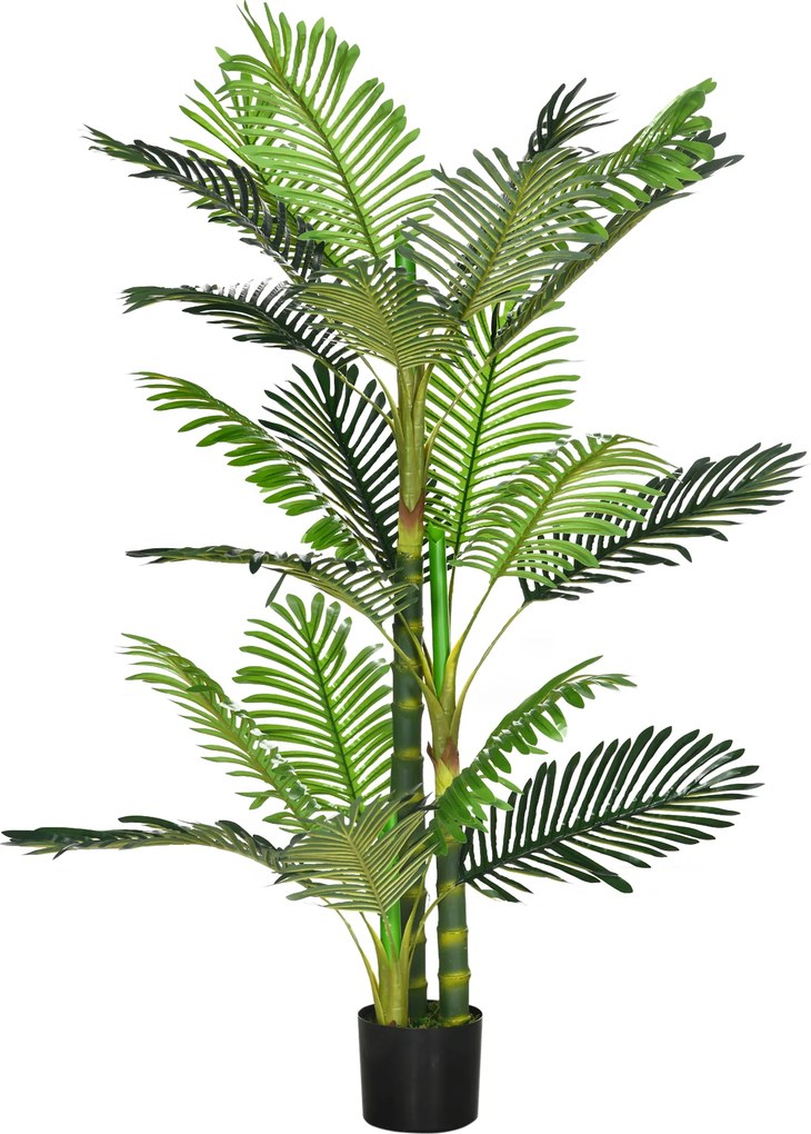 HOMCOM Planta Artificial, palmeira artificial, incl. cachepot; 19,5 cm x 19,5 cm x 150 cm, Verde + Preto | Aosom Portugal