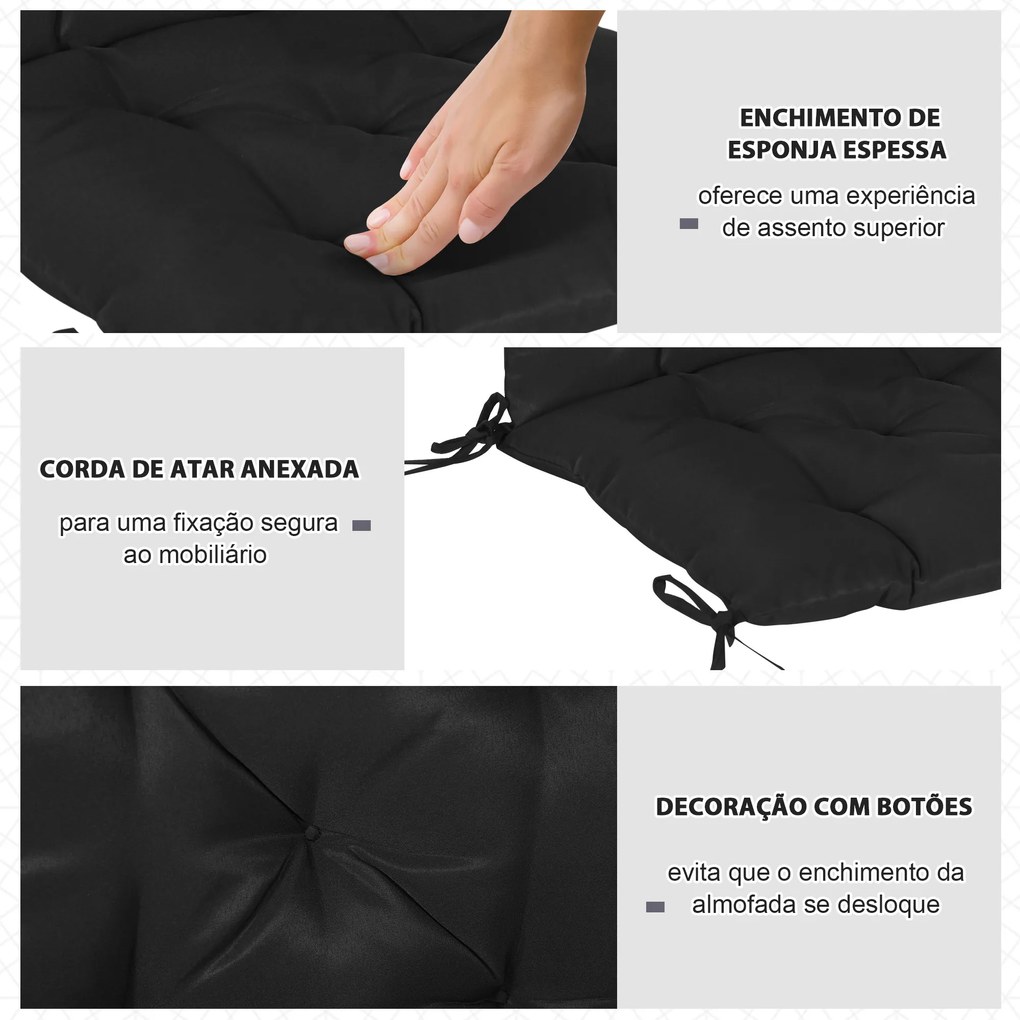 Conjunto de 2 Almofadas de Cadeira 50x98x8 cm (Não incluidas) Almofadas de Cadeira de Exterior para Jardim Terraço Varanda Preto