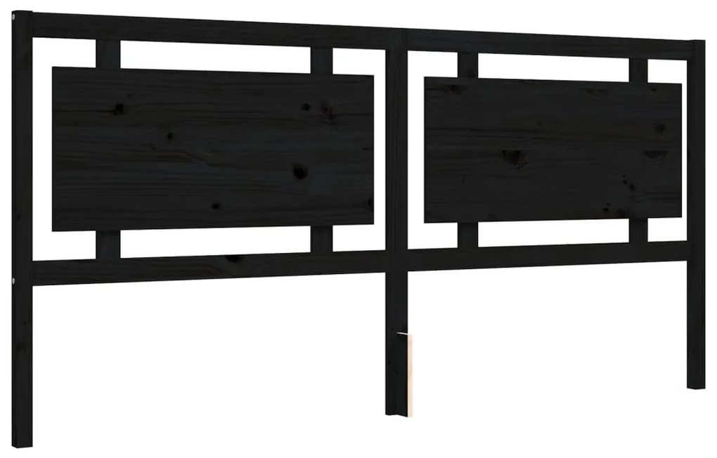 Estrutura de cama com cabeceira 200x200 cm madeira maciça preto