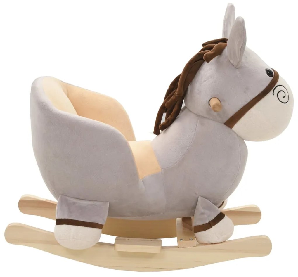 Animal de baloiçar burro em pelúcia 60x32x55 cm cinzento