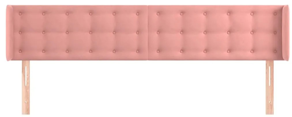 Cabeceira de cama c/ abas veludo 203x16x78/88 cm rosa