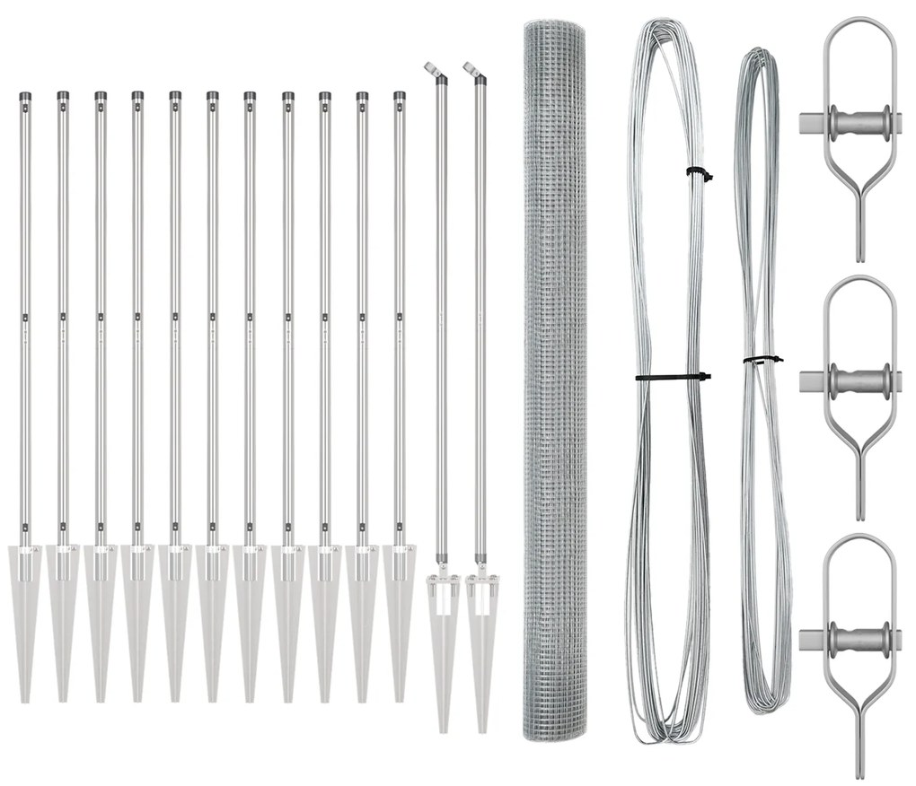 Cerca de Fio Soldado com 13 Postes Spike 1.6x25 m Aço Galvanizado