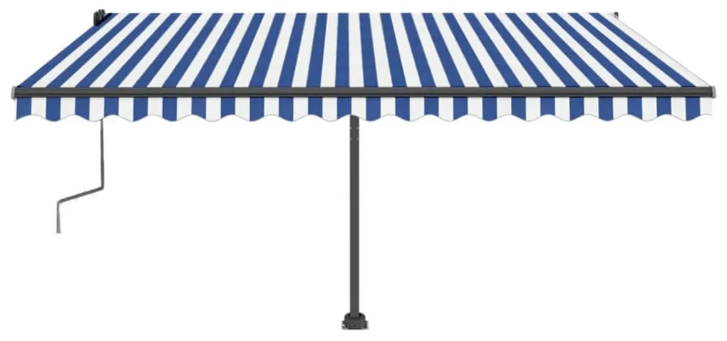 Toldo retrátil manual independente 450x350 cm azul e branco