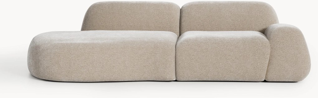 Módulo com chaise longue em teddy Wolke (3 lugares)