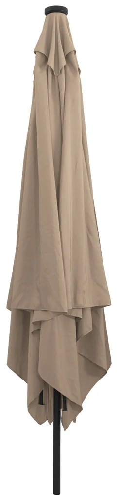 Parasol de Jardim Quadrado vidaXL com Luzes LED 295x245 cm Taupe
