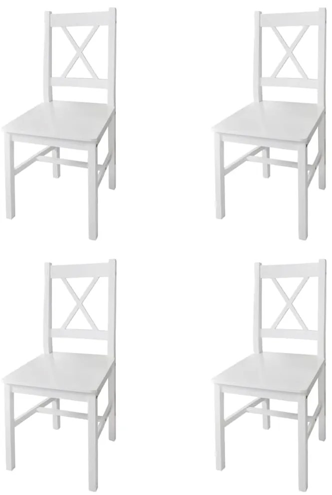 Cadeiras de jantar 4 pcs madeira de pinho branco