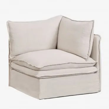Módulo De Canto Para Sofá Modular Em Linho E Algodão Grace Tecido Beige - Sklum
