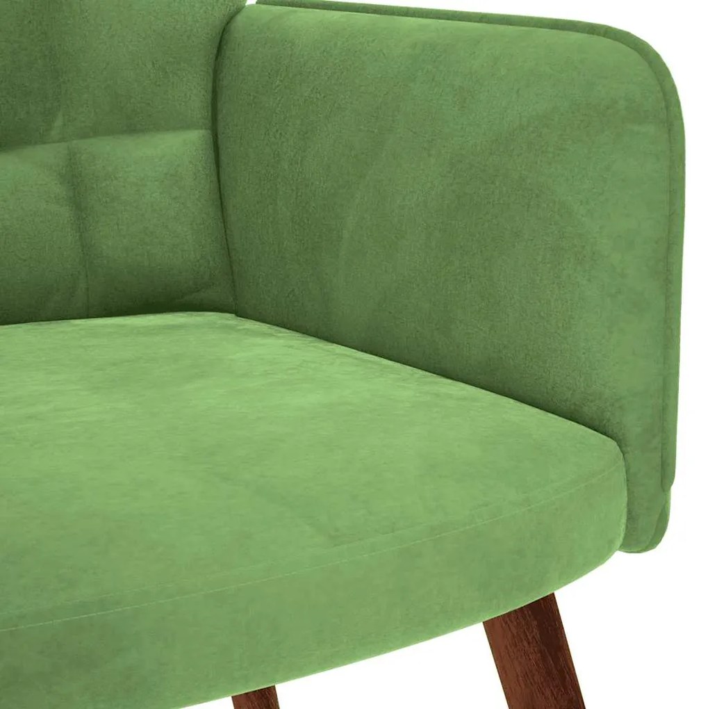 Cadeira de descanso com banco veludo verde-claro