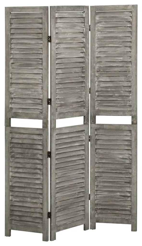 Biombo com 3 painéis 106,5x166 cm madeira maciça cinzento