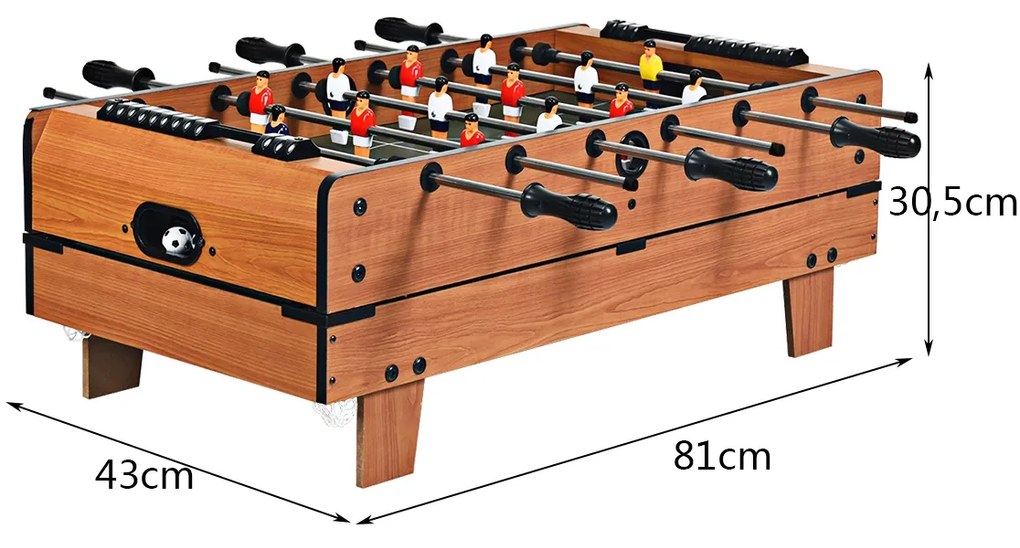 Mesa de jogos crianças 4 em 1 com mesa de futebol, hóquei, bilhar e Ping Pong 82 x 43 x 30,5 cm