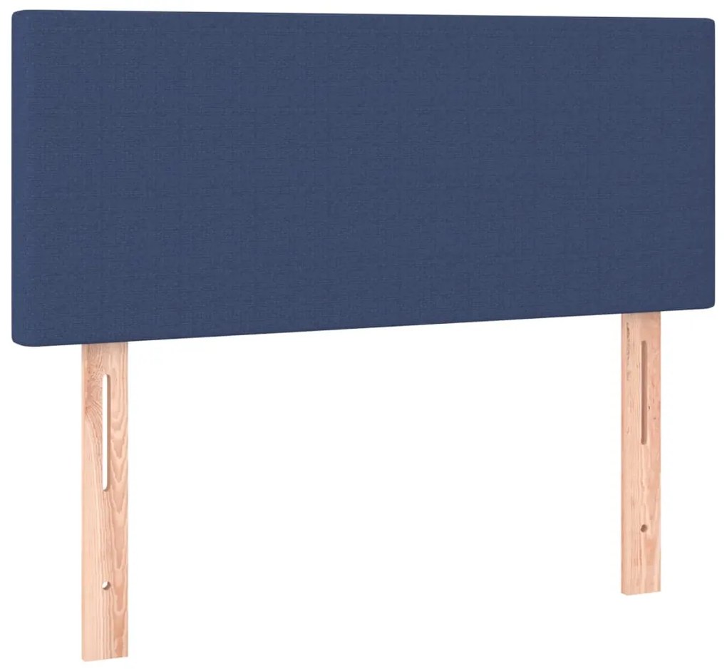 Cama box spring c/ colchão e LED 100x200 cm tecido azul