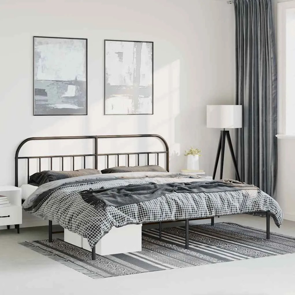 Estrutura de cama com cabeceira 183x213 cm metal preto