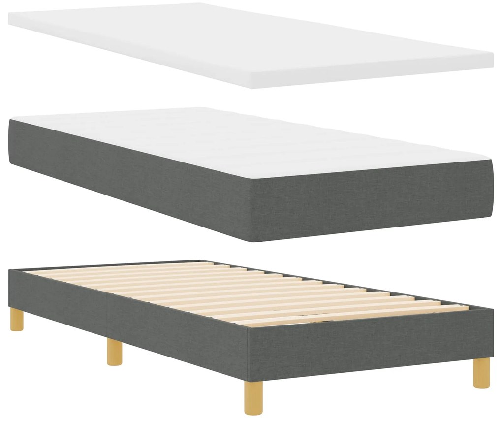 Cama Box Spring vidaXL com Colchão Cinza Escuro 80x200 cm Tecido, Cabe
