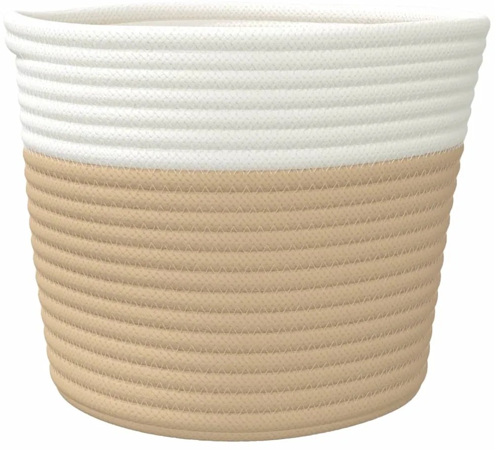 Cestos de arrumação 2 pcs Ø24x18 cm algodão bege e branco